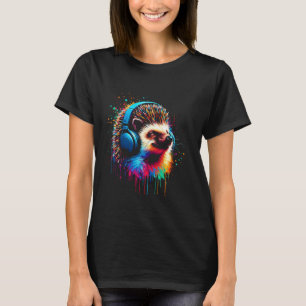 Camiseta Guay Hedgehog Navidades de arte de la música audíf