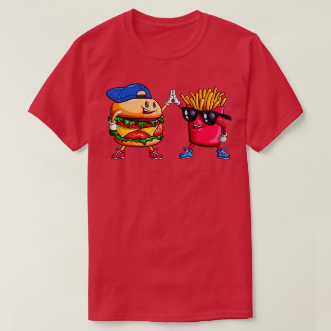 Camiseta Guay High Five Hamburger Fries Amigos Combo Gracio (Diseño del anverso)