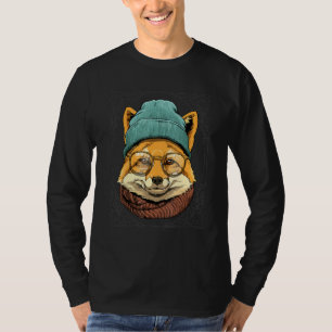 Camiseta Guay Hipster Fox Animal Wild Wearing Glasses Nerd
