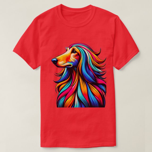 Camiseta Guay Hound Afghan Colorous Dog Afghan Hound Art (Diseño del anverso)