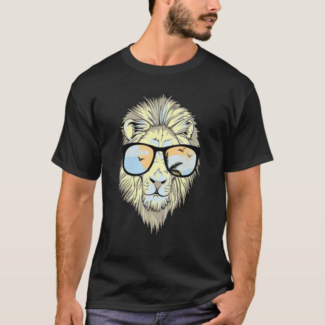 Camiseta Guay Lion Face Gafas de sol impresión animal con c (Anverso)