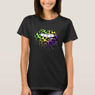 Camiseta Guay Lips Bite Kisme Leopard Imprimir Cheetah Mard
