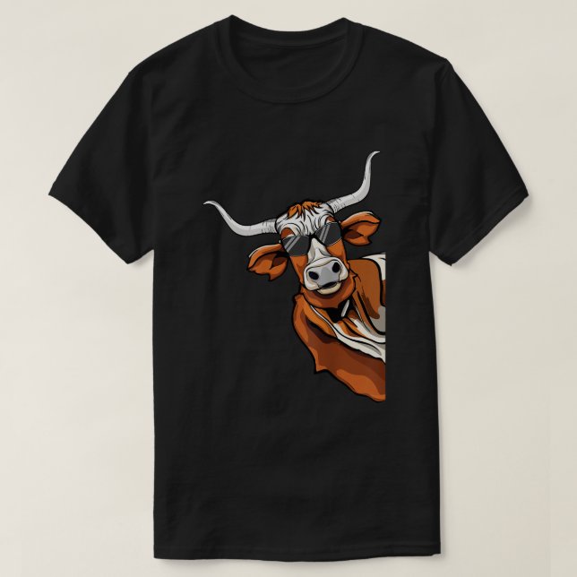 Camiseta Guay Longhorn Cowboy Gafas de sol de Occidente Tex (Diseño del anverso)