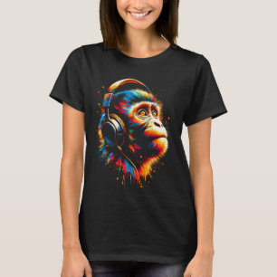 Camiseta Guay Macaque Monkey Headphone Music Navidades de a