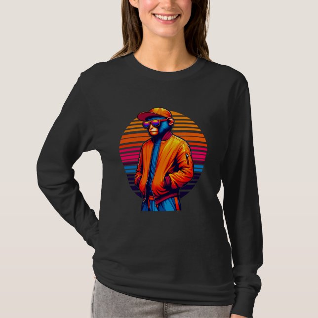 Camiseta Guay Macaque Monkey Moderno Urban Style Sunset Ret (Anverso)