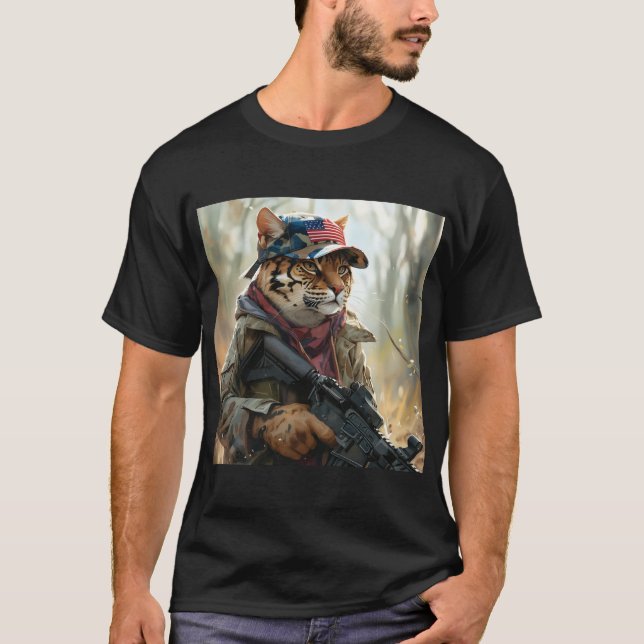 Camiseta Guay MAGA Big Cat con armas y camuflaje AMERICA (Anverso)