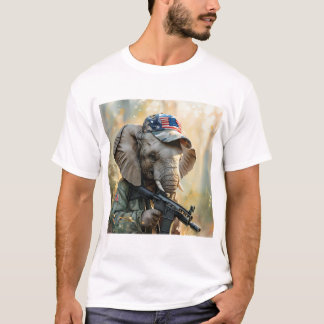 Camiseta Guay MAGA Elephant con Gun & Camouflage AMERICA