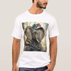 Camiseta Guay MAGA Elephant con Gun & Camouflage AMERICA