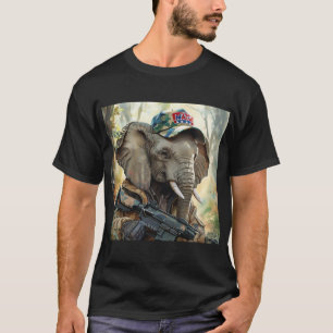 Camiseta Guay MAGA Elephant con Gun & Camouflage AMERICA