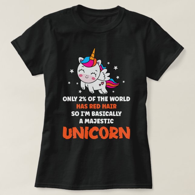 Camiseta Guay Majestic Unicorn Red Hair Fantasy Mythtic Cr (Diseño del anverso)