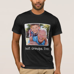 Camiseta Guay Mejor Abuelo Foto Personalizada Negro  