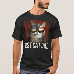 Camiseta Guay Mejor Gato Padre Estadounidense Bandera Gafas