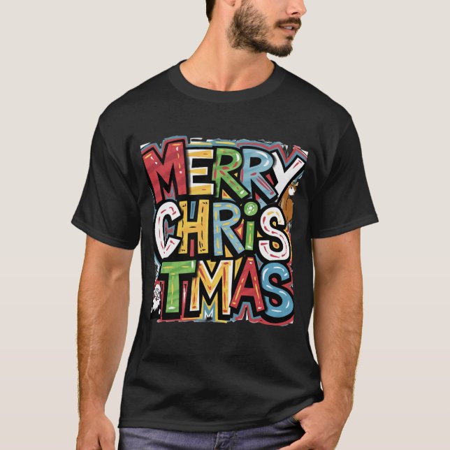 Camiseta Guay Merry Christmas Text Graffiti Art (Anverso)