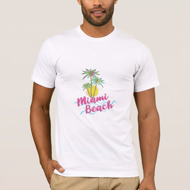 Camiseta Guay Miami Beach, Florida Palm Trees Graphic (Anverso)