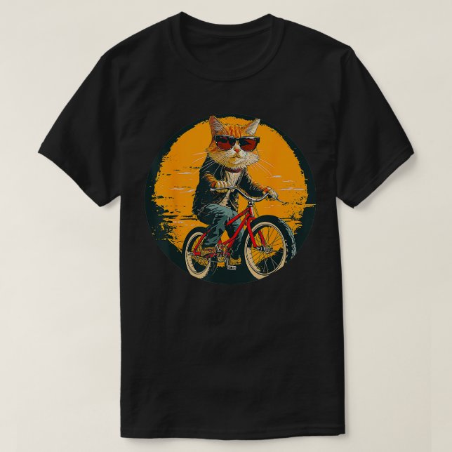 Camiseta Guay montando gato con bicicleta para bicicletas y (Diseño del anverso)