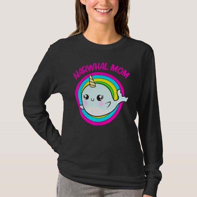 Camiseta Guay Narwhal Para Mamá Madre Arcoiris Tusk Sea Uni (Anverso)