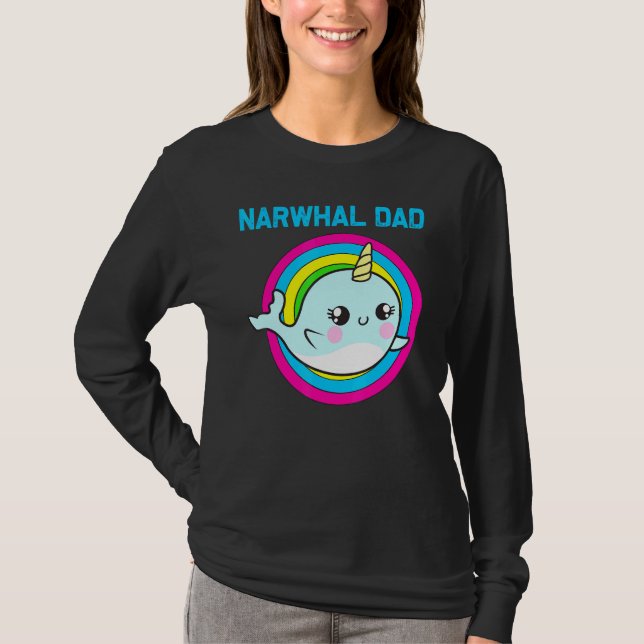 Camiseta Guay Narwhal Para Papá Padre Rainbow Tusk Sea Unic (Anverso)