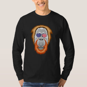 Camiseta Guay Orangutan Usando Bandera Estadounidense Gafas