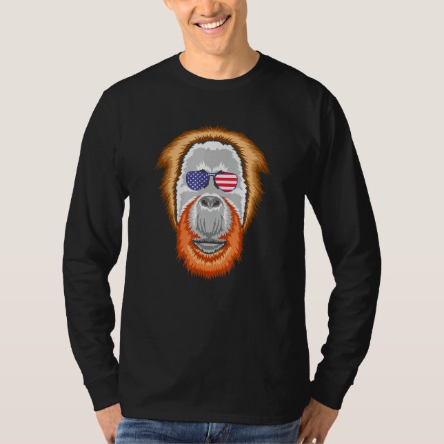 Camiseta Guay Orangutan Usando Bandera Estadounidense Gafas (Anverso)