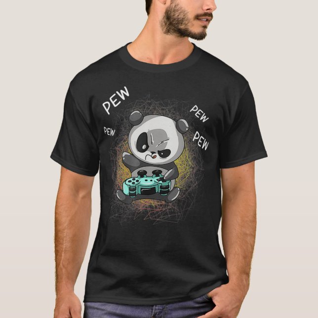 Camiseta Guay Panda Jugando Videojuego Divertido Juego de O (Anverso)