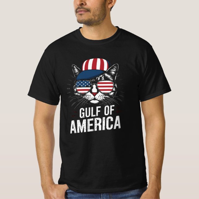 Camiseta Guay Patriotic Cat T-Shirt Estados Unidos Flag Cap (Anverso)