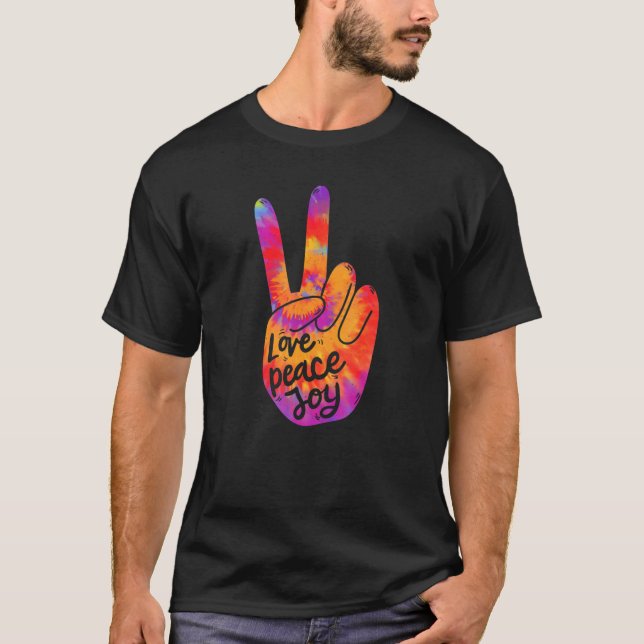 Camiseta Guay Peace Hand Rótulo Tie Dye Boho Hippie (Anverso)