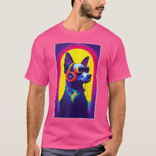 Camiseta Guay Pop Art Cyber Punk Doberman Con Auriculares
