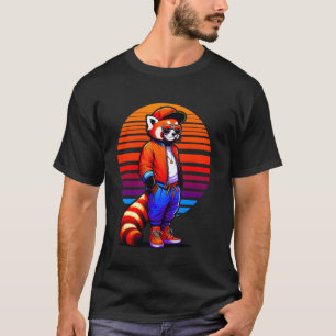 Camiseta Guay Red Panda Moderno Estilo Urbano Sunset Retro