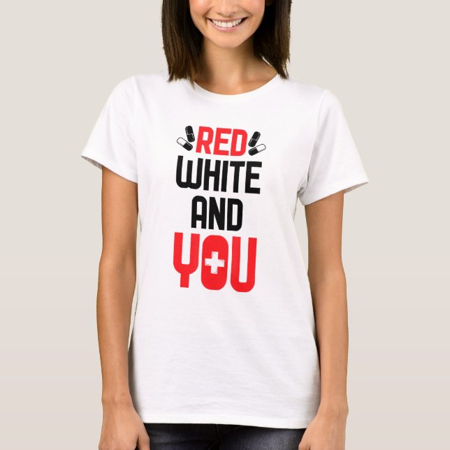 Camiseta Guay Red White Y Usted Cuidan La Salud Red Cross A (Anverso)