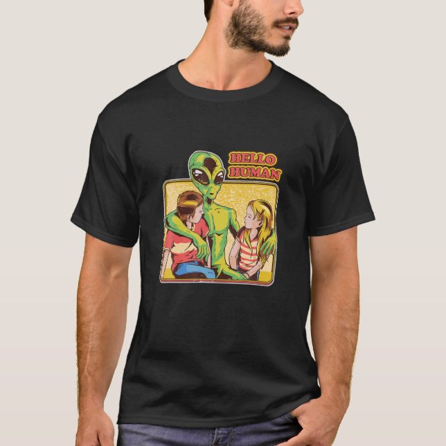 Camiseta Guay Retro Alien ET Hello Humans Outer Space Galax (Anverso)
