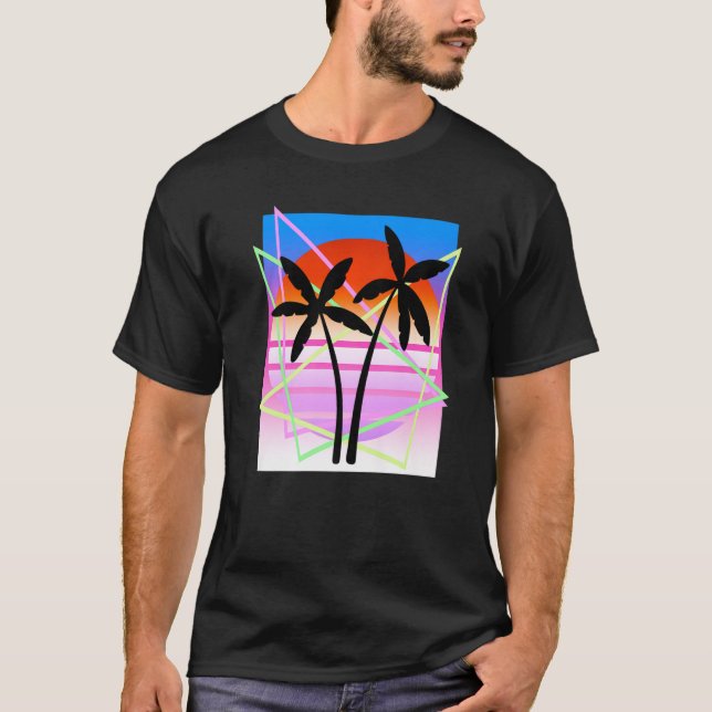Camiseta Guay Retro Palm Tree Island Vapor Wave Designs Pre (Anverso)