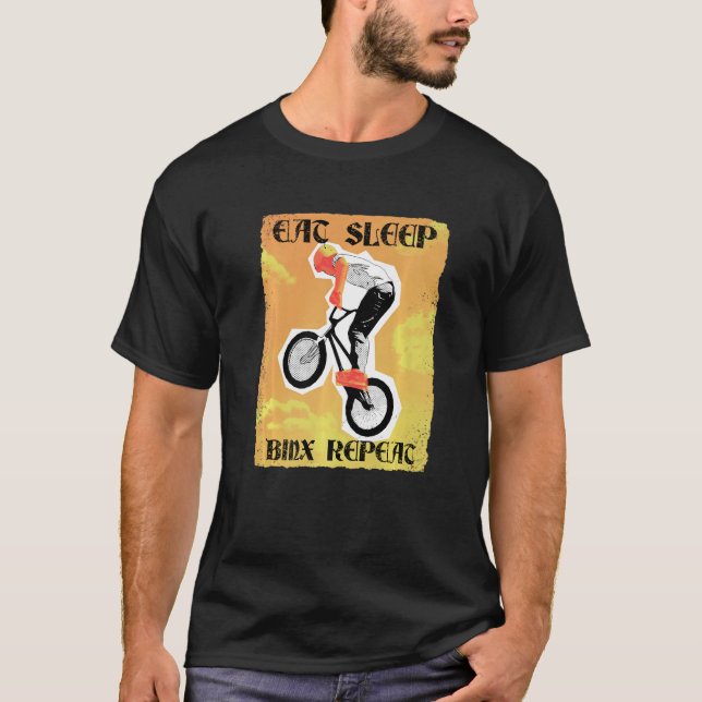 Camiseta Guay Retro Style Eat Sleep Bmx Repetir la biciclet (Anverso)