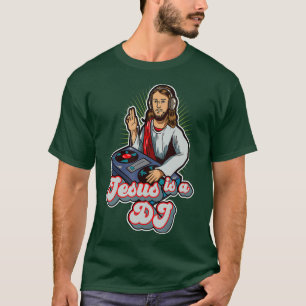 Camiseta Guay Retro Vintage Jesus Es Un Mezclador De Música