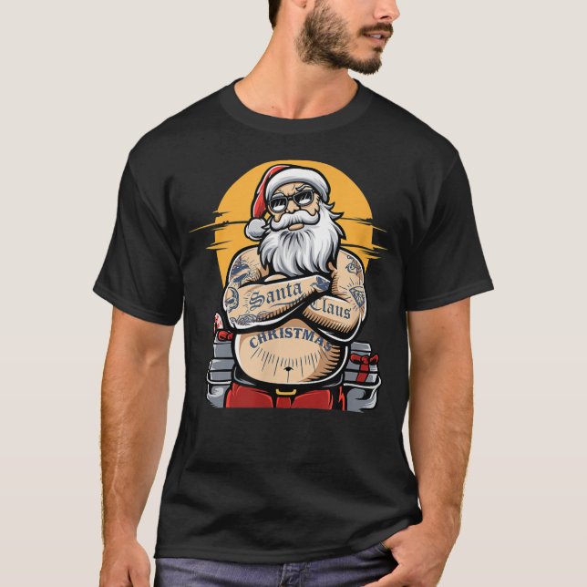 Camiseta Guay Santa Claus con Tattoos Navidades Graciosos S (Anverso)