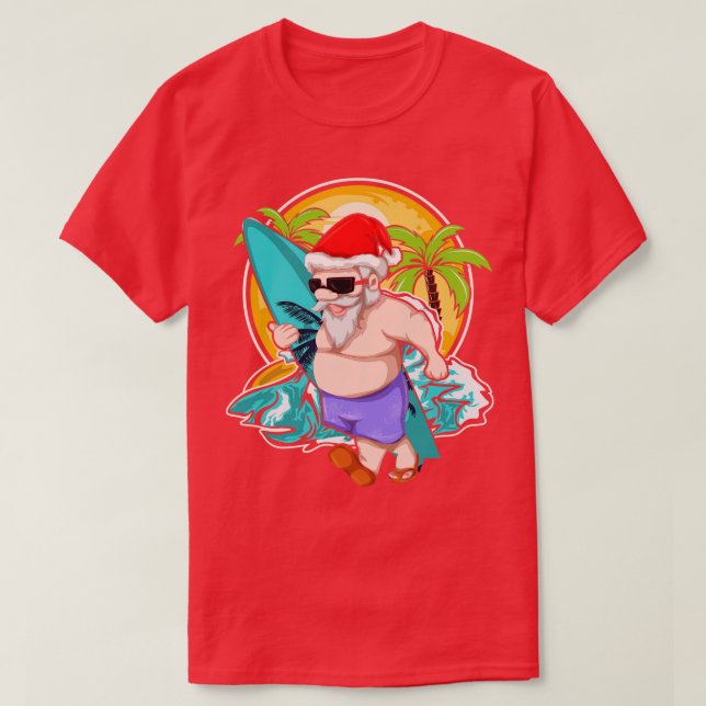 Camiseta Guay Santa Claus Surfer Tropical Hawaii Xmas Chr (Diseño del anverso)