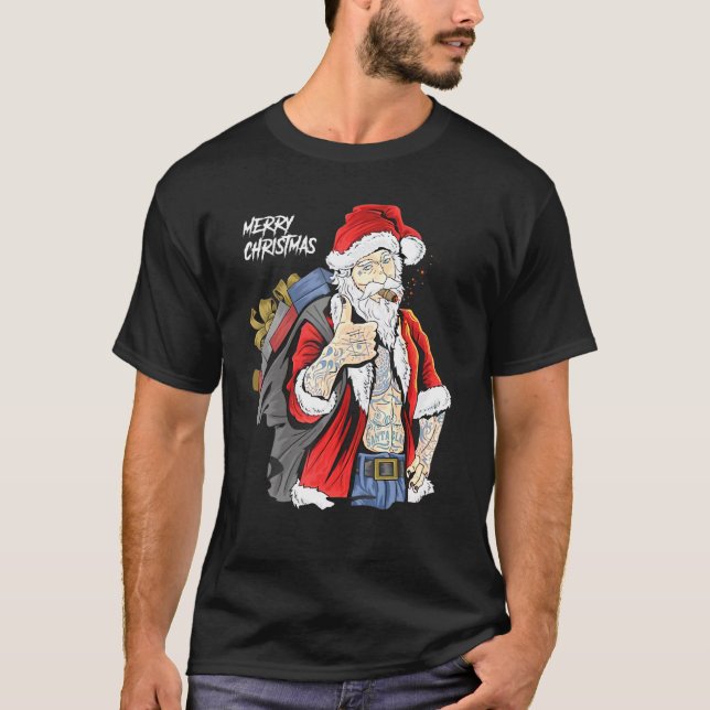 Camiseta Guay Santa Claus Viendo Gafas Cigarros Fumadores (Anverso)