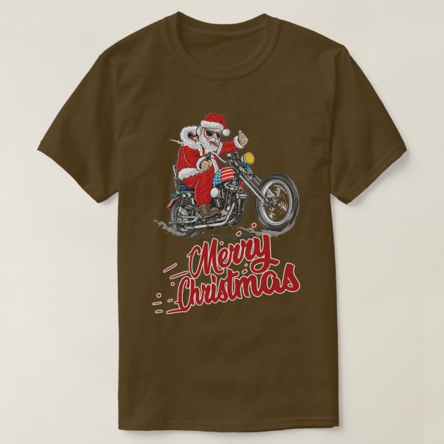 Camiseta Guay Santa en motocicleta Navidades felices y una  (Diseño del anverso)