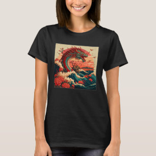 Camiseta Guay Sea Dragon Ilustracion Ocean Waves Sunset Wo