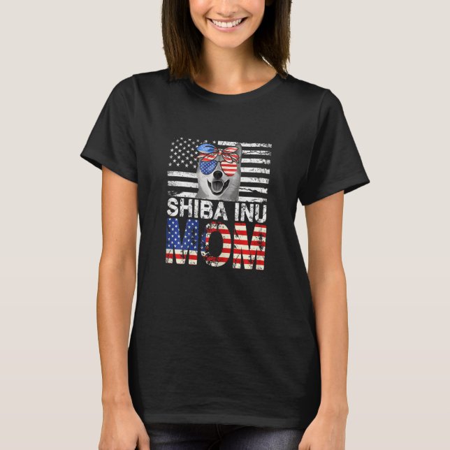 Camiseta Guay Shiba Inu Mom Usa Flag Patriotic Mothe (Anverso)