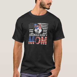 Camiseta Guay Siberian Husky Mom USA bandera Patriótica