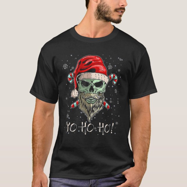 Camiseta Guay Skull Beard Santa Pirate Navidades Jolly Roge (Anverso)