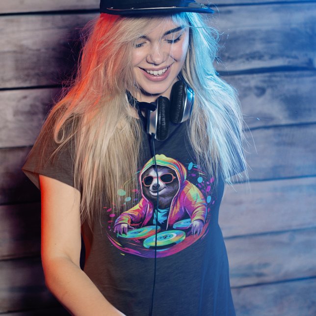 Camiseta Guay Sloth DJ Neon (Subido por el creador)