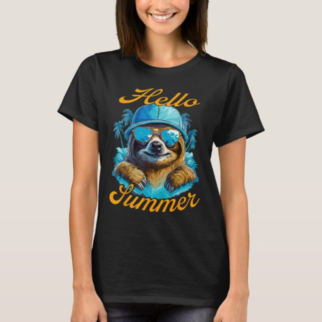Camiseta Guay Sloth Hello Summer Vacation Beach Summer (Anverso)