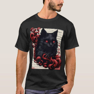 Camiseta Guay Spooky Abstract Art Black Cat Demon T-Shirt