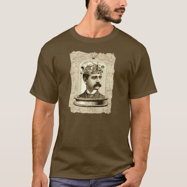Camiseta Guay Steampunk reloj cerebro, cabeza en arte de ta (Anverso)