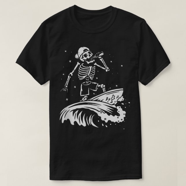 Camiseta Guay Surfing Skeleton Surfer Swimmer Beach Waves W (Diseño del anverso)