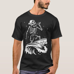 Camiseta Guay Surfing Skeleton Surfer Swimmer Beach Waves W