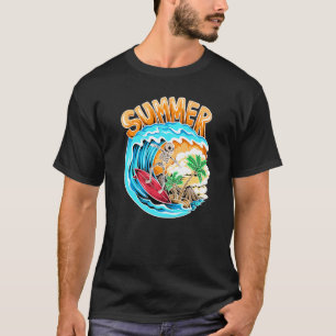 Camiseta Guay Surfing Skeleton Surfer Swimmer Beach Waves W