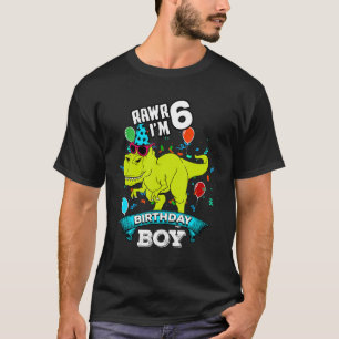 Camiseta Guay T Rex Dinosaur Rawr Tengo 6 Años De Nacimient