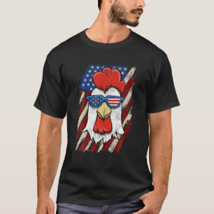 Camiseta Guay USA Vintage Rooster Con Bandera Estadounidens
